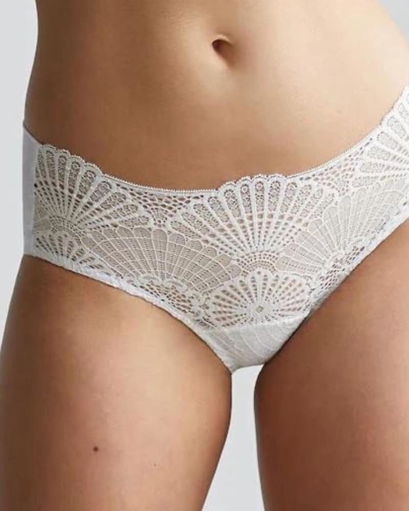Front of a model wearing a size L Butter + Lace Hipster Panty In White in White by Commando. | dia_product_style_image_id:350683